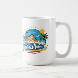 Tropical Paradise Island Logo Art Coffee Mug