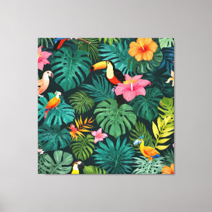 Tropical Paradise Jungle Pattern Canvas Print