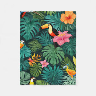 Tropical Paradise Jungle Pattern Fleece Blanket