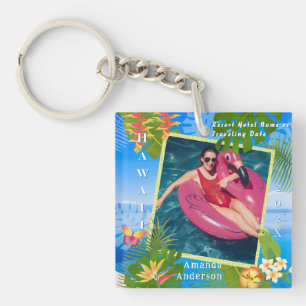 Tropical Paradise Memory Sea Photo Keychain