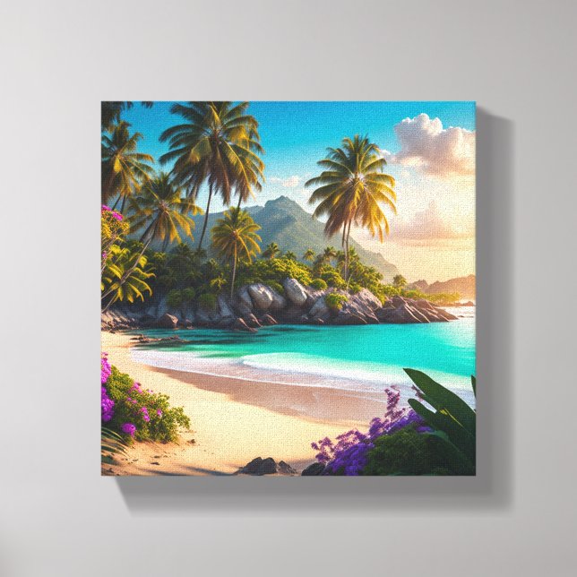 Tropical Paradise Ocean View Canvas Print (Front)