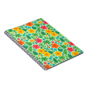 Tropical Paradise – Palm Leaves & Hibiscus Pattern Notebook