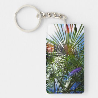 Tropical paradise palm tree key ring