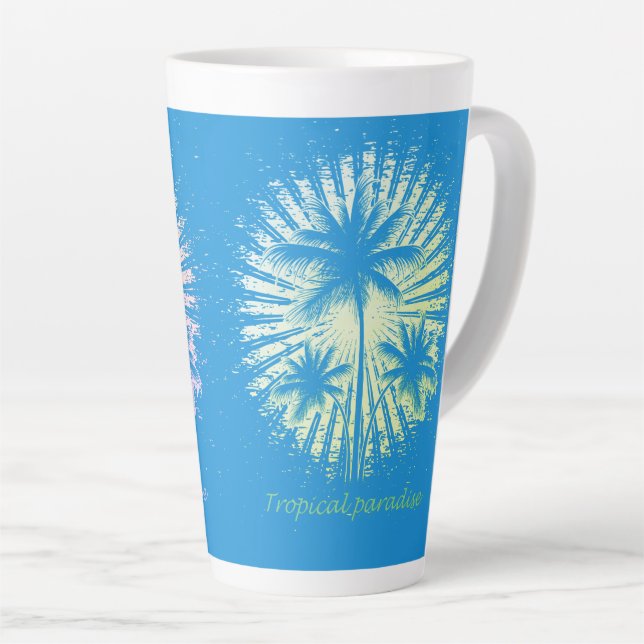 Tropical paradise palm trees sun latte mug (Right Angle)