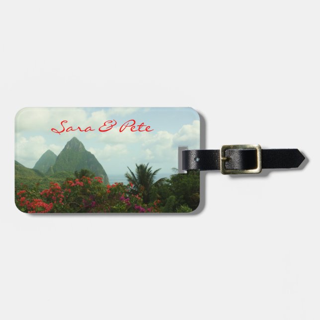 Tropical Paradise Personalize Wedding Luggage Tags (Front Horizontal)