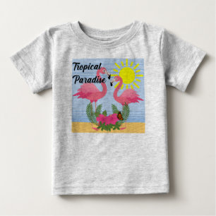 Tropical Paradise Pink Flamingo - Baby Fine Jersey T-Shirt
