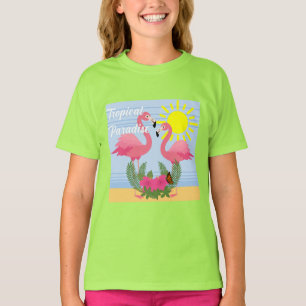 Tropical Paradise Pink Flamingo - Girls' Basic T-S T-Shirt