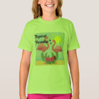Tropical Paradise Pink Flamingo - Girls' Basic T-S