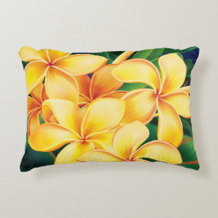 Tropical Paradise Plumeria Hawaiian Decorative Pillow