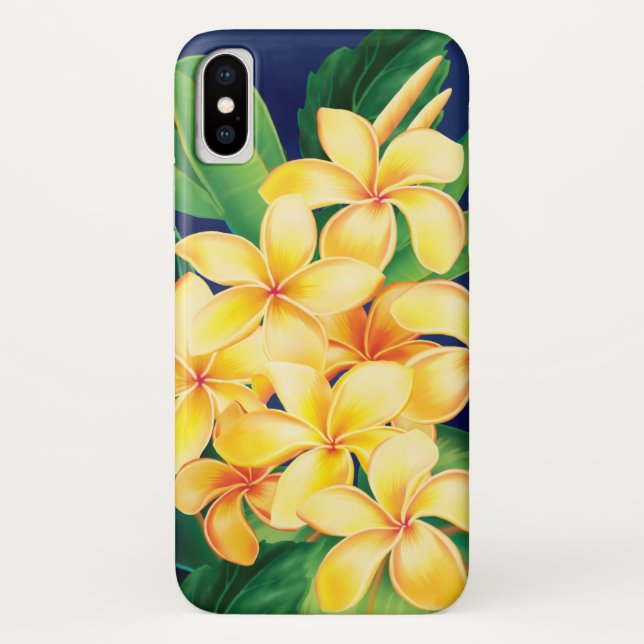 Tropical Paradise Plumeria Hawaiian Illustration Case-Mate iPhone Case (Back)