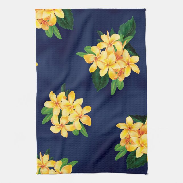 Tropical Paradise Plumeria Hawaiian Kitchen Towel (Vertical)