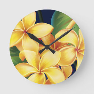 Tropical Paradise Plumeria Wall Clocks