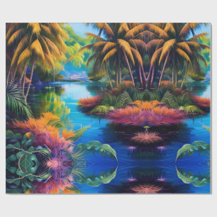 Tropical Paradise Reflection Wrapping Paper