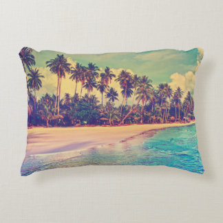 Tropical paradise: sea, hotel, beach. accent pillow