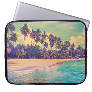 Tropical paradise: sea, hotel, beach. laptop sleeve