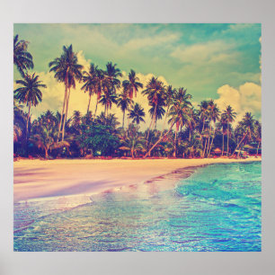 Tropical paradise: sea, hotel, beach. poster