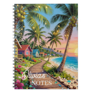 Tropical Paradise Seaside Cottage Personalized Notebook