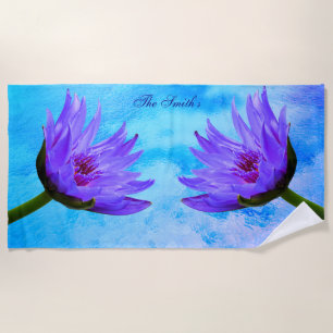 "Tropical Paradise" Square Purple Blue Beach Towel