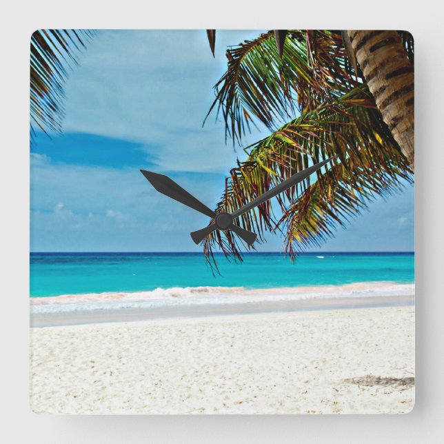 Tropical Paradise Square Wall Clock (Front)