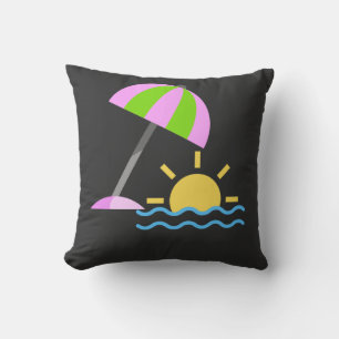 Tropical Paradise Sunset Icon Throw Pillow