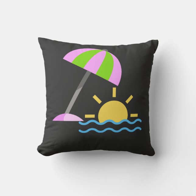 Tropical Paradise Sunset Icon Throw Pillow (Front)