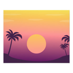 Tropical Paradise: Sunset with Palm Trees Photo Print
