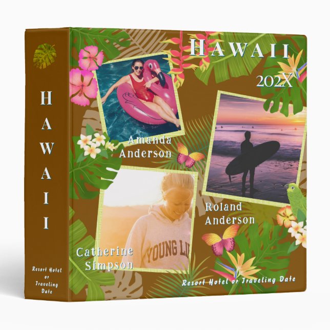 Tropical Paradise Travel Memory Photo Brown Binder (Front/Spine)