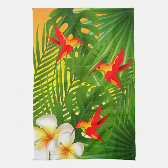 Tropical Paradise with a Hummingbird Kitchen Towel (Vertical)