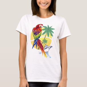 Tropical Paradise with Macaw and Cruise Ship T-Shirt