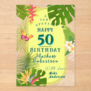 Tropical Paradise Yearly Birthday Card Acrylic Invitations
