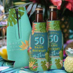Tropical Paradise Yearly Birthday Teal Bottle Cooler