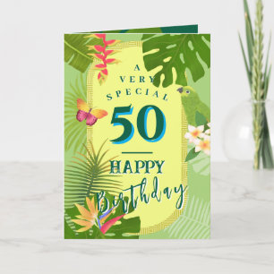 Tropical Paradise Yearly Green Birthday Card