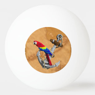 Tropical Parrot And Anchor Ping Pong Ball
