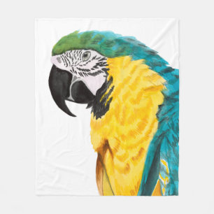 Tropical Parrot Bird Fleece Blanket