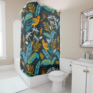 Tropical Parrot Birds & Colourful Leaves Pattern