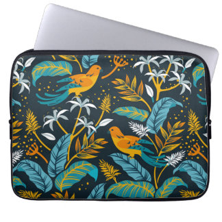 Tropical Parrot Birds & Colourful Leaves Pattern Laptop Sleeve
