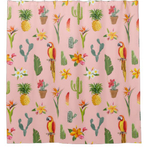Tropical Parrot, Cactus Vintage Pattern.