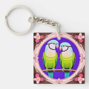 🦜 Tropical Parrot Duo Art Charm Gift 🦜 Keychain