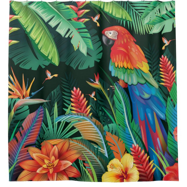 Tropical Parrot: Exotic Floral Background. (Front)