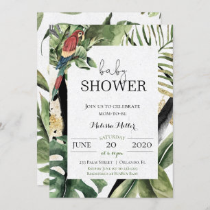 Tropical Parrot Jungle Baby Shower Invitation