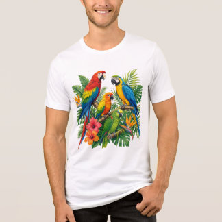 Tropical Parrot Jungle Paradise Colourful T-Shirt  Tri-Blend Shirt
