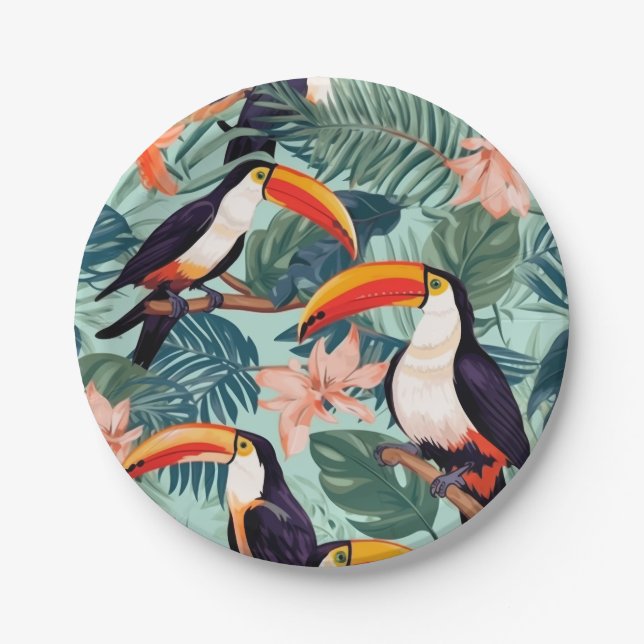 Tropical Parrot Paper Plates (Front)