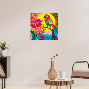 Tropical Parrot Paradise Poster