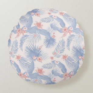 Tropical Parrot Theme Round Pillow