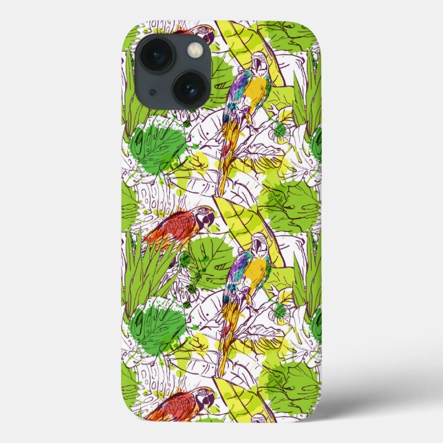 Tropical Parrots Case-Mate iPhone Case (Back)