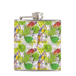 Tropical Parrots Hip Flask