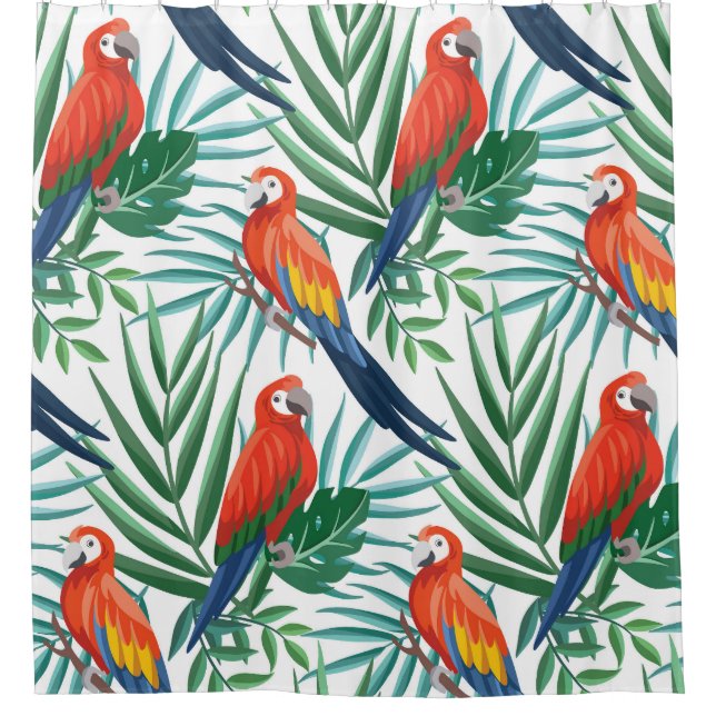 Tropical Parrots: Lush Palm Seamless (Front)