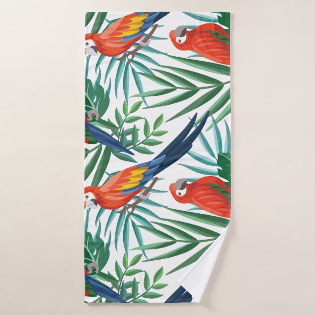 Tropical Parrots: Lush Palm Seamless Bath Towel (Bath Towel)
