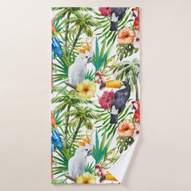Tropical parrots pattern bath towel (Bath Towel)