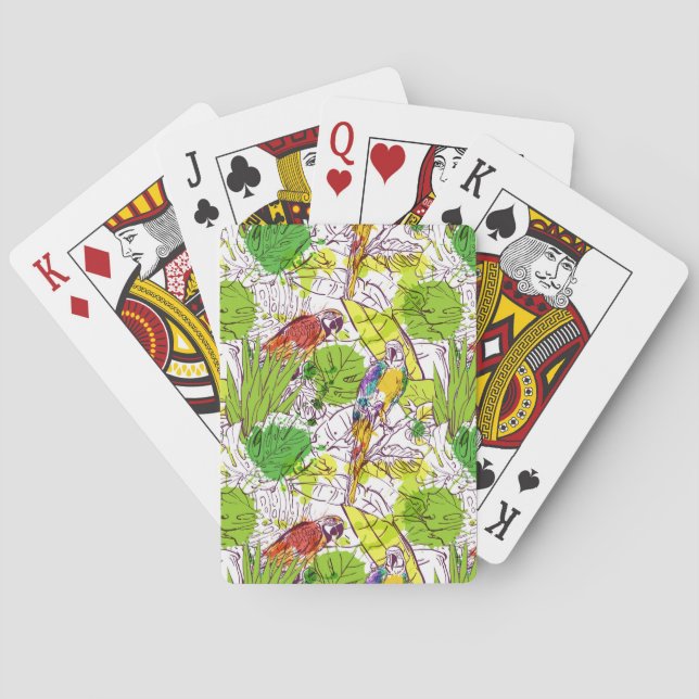 Tropical Parrots Playing Cards (Back)